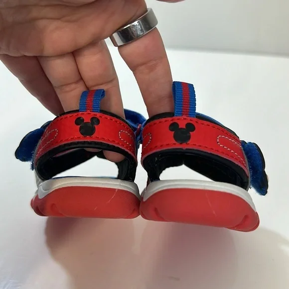 Disney Junior Mickey Mouse Sandals Kids Childrens Baby Size 2 Red Blue Summer - Picture 16 of 16